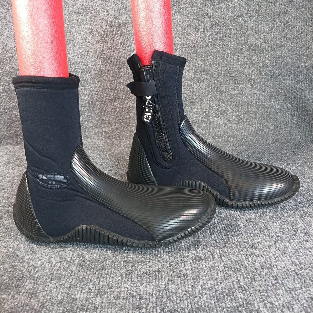 Xcel Dive Boots Men Size 8 Black 6.5mm Titanium Side Zip Surf Scuba Snorkeling